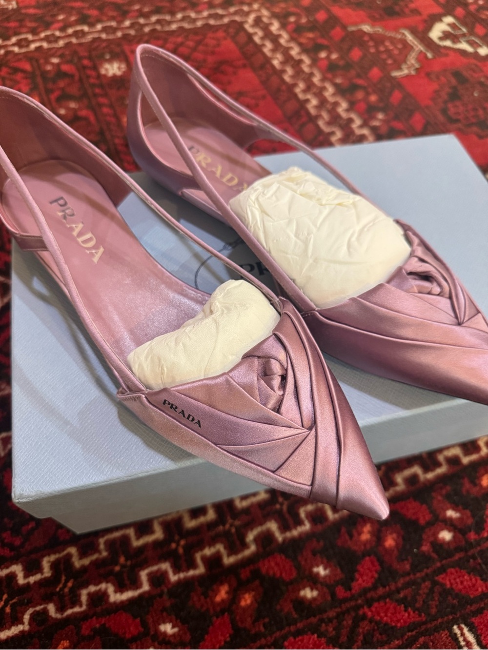 Prada Satin Rose Cutout Ballerina Flats NEW NIB - Picture 3 of 7